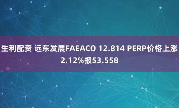 生利配资 远东发展FAEACO 12.814 PERP价格上涨2.12%报53.558